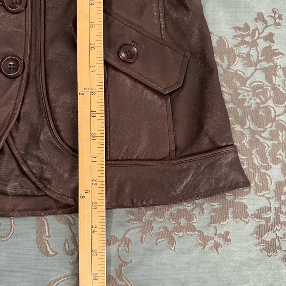 Guess Vintage Dark Brown Leather Button Blazer Jacket Women Size Large - Picture 11 of 11